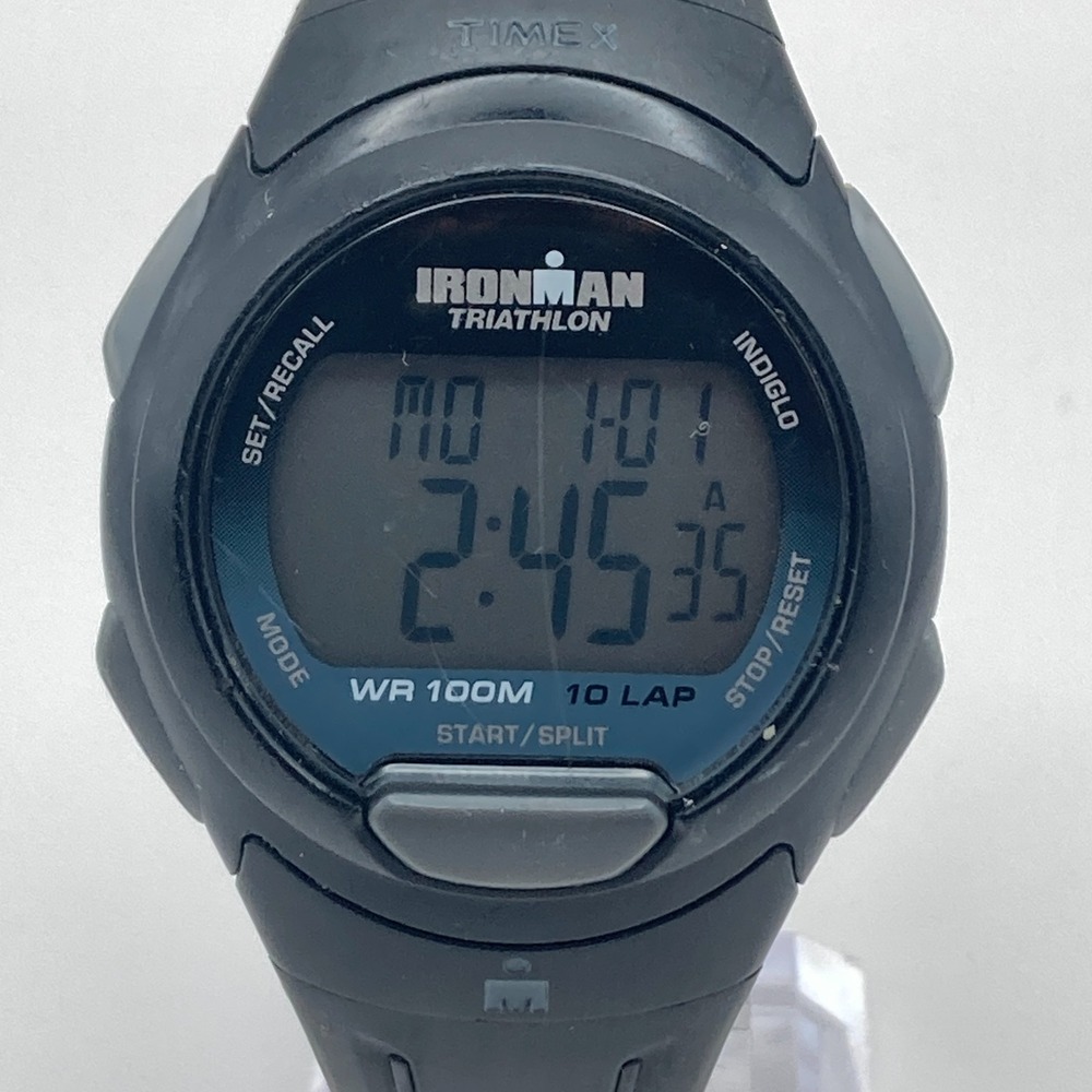 Timex Ironman Men Watch Digital Black Blue Date Indiglo Chrono Alarm New Battery